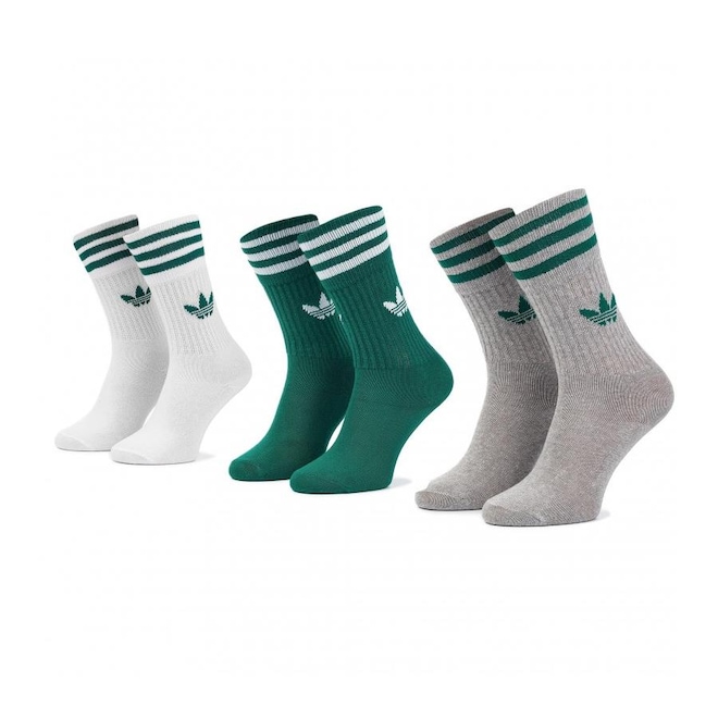 Kit Meias adidas Originals Solid Crew Color - 3 Pares - Adulto - Foto 1