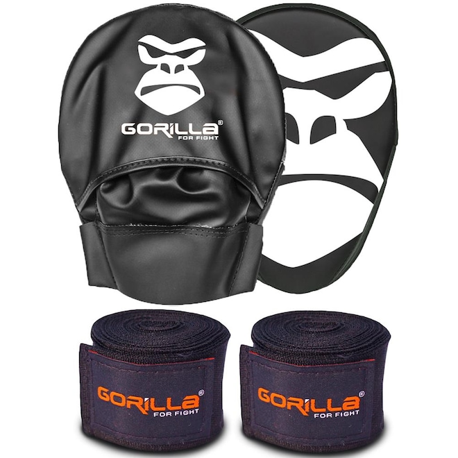 Kit Gorilla Manopla de Foco Aparador de Soco + Bandagem  03 Metros - Foto 1