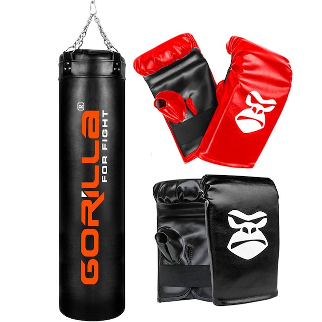 Kit Gorilla  Saco de Pancada 180 Cm + 02 Pares de Luvas Bate-Saco - Foto 1
