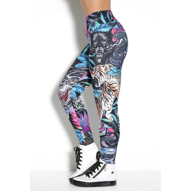 Calça Legging Rock Code Elastic Animal Fight - Feminina - Foto 1