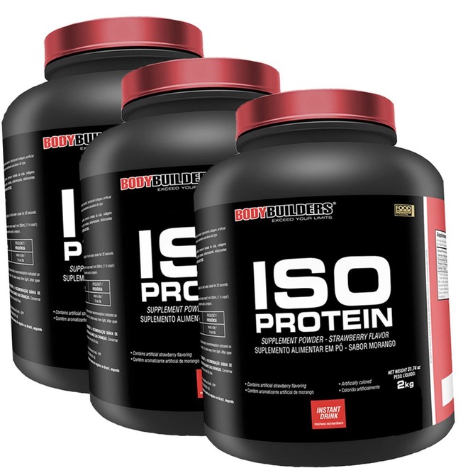 Whey Proten Isolado Bodybuilders - Morango - 3 Unidades - Foto 1