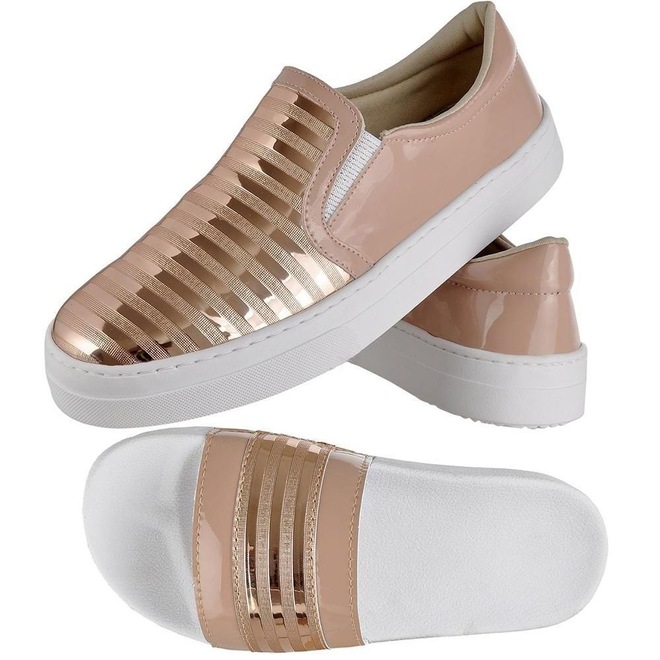 Kit Emanuelly Shoes Tênis Slip On + Chinelo Slide - Feminino - Foto 1