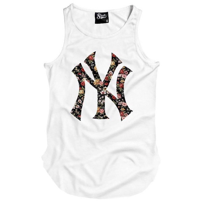 Camiseta Regata Longline Skull Clothing NY Floral - Masculina - Foto 1