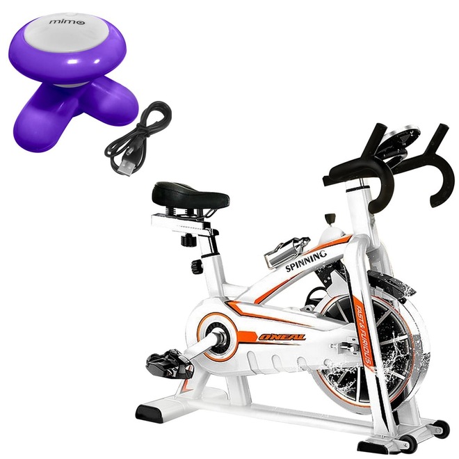 Kit Bike Spinning O'Neal TP1100 Semi Profissional + Mini Massageador Corporal - Foto 1