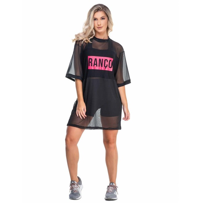 Camiseta Alongada Duopen Ranço Transparente - Feminina - Foto 1