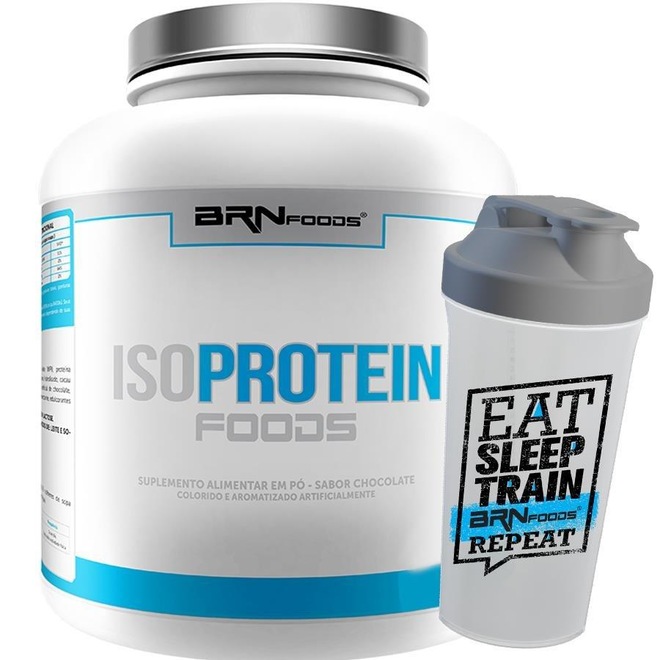 Whey Protein Isolado BRN Foods Iso Protein - Chocolate - 2kg + Coqueteleira - Foto 1