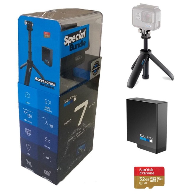 Câmera GoPro 7 Black Special Bundle + Cartão 32G + Bateria + Shorty - Foto 1