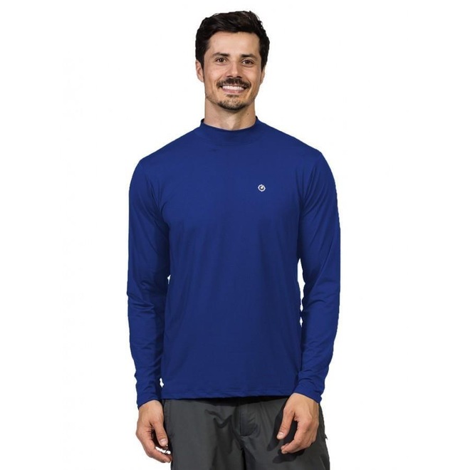 Camiseta Manga Longa Extreme UV Ice Gola Alta com Proteção Solar  - Masculina - Foto 1