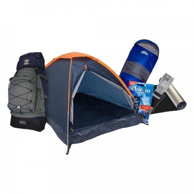 Kit Camping Nautika: Barraca + Mochila + Sacos de Dormir + Lanterna + Isolantes Térmicos + Clorin - Foto 1