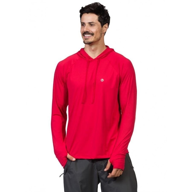 Camiseta Manga Longa com Capuz Extreme UV Ice Proteção Solar Capuz e Encaixe de Dedo - Masculina - Foto 1