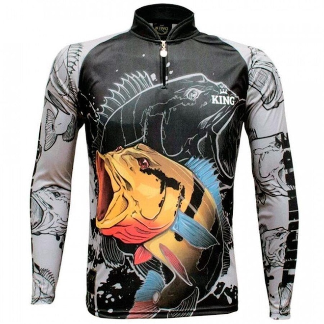 Camiseta Manga Longa de Pesca King Brasil Tucunaré Sublimada - Masculina - Foto 1