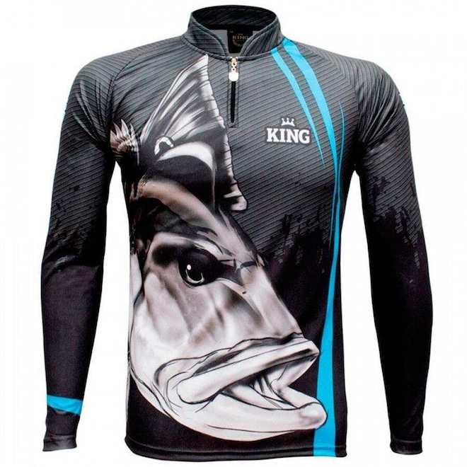 Camiseta Manga Longa de Pesca King Brasil Tucunaré Black Sublimada - Masculina - Foto 1