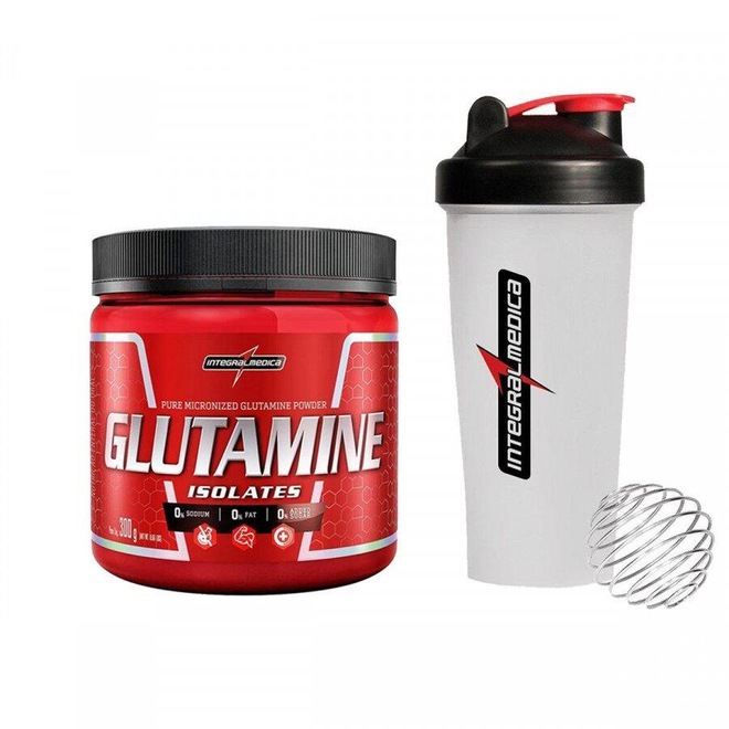 Kit Integralmedica: Glutamina Isolates - Natural - 300g + Coqueteleira Simples - Foto 1