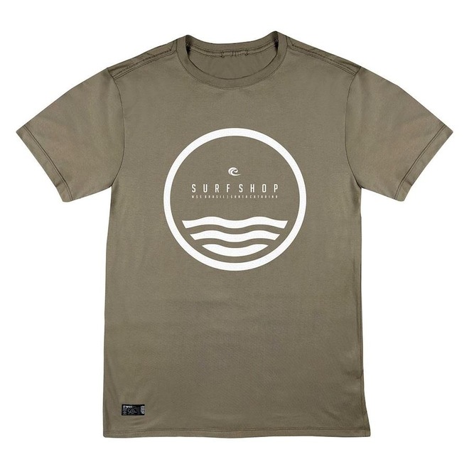 Camiseta Web Surf Shop Brasil Circle Light Khaki - Masculina - Foto 1