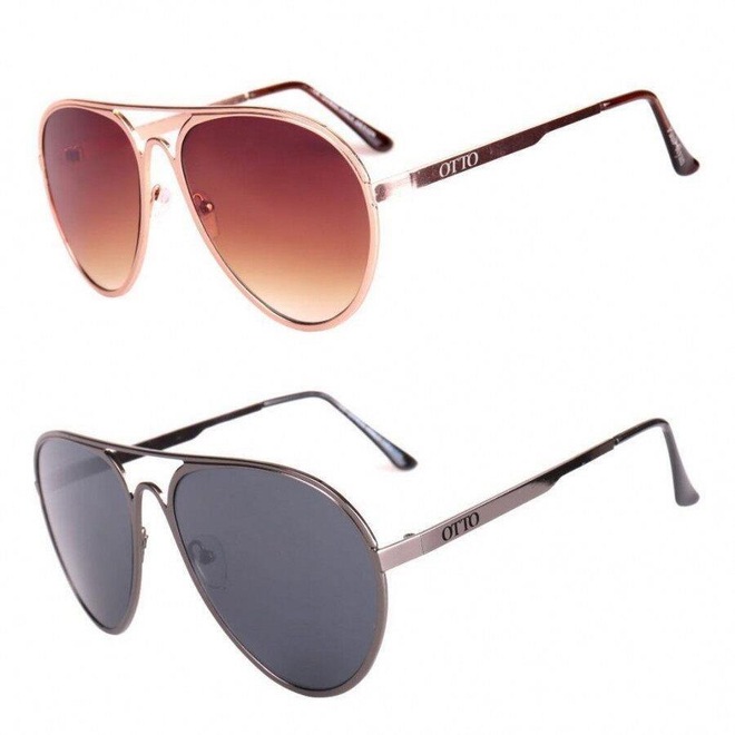 Kit Otto: 2 Óculos de Sol em Metal Monel® Aviador - Unissex - Foto 1