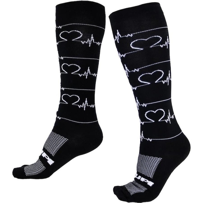 Meias Cano Longo Hupi Heart Beat - 36 ao 42 - Adulto - Foto 1