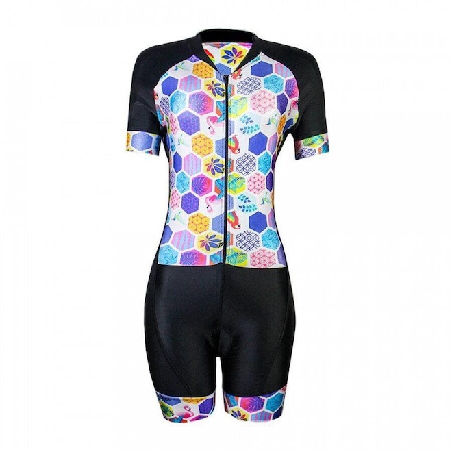 Macaquinho de Ciclismo Befast Geometric Forro GEL - Feminino - Foto 1