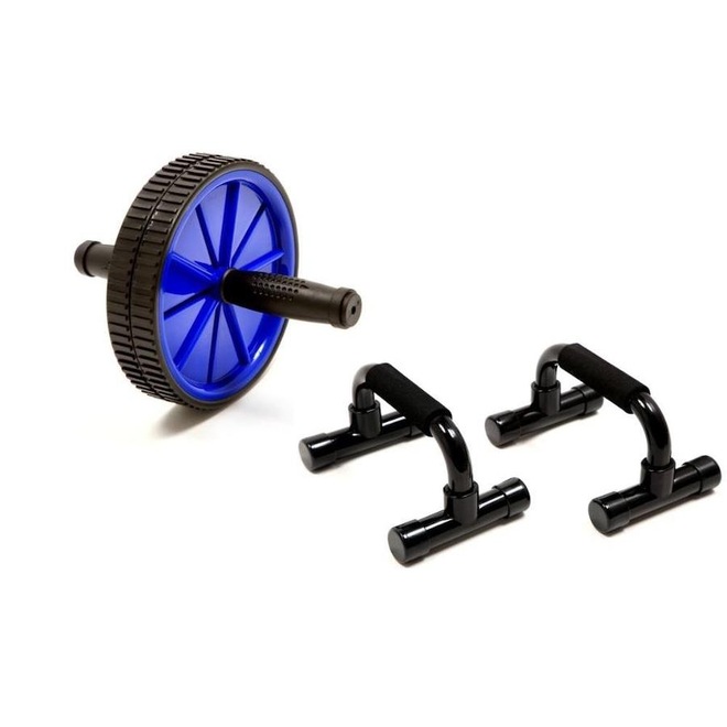 Kit Roda Abdominal + Apoio Fixo para Flexão Odin Fit - Foto 1