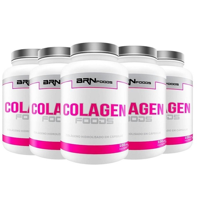 Kit Colágeno BRN Foods - 500 caps - 5 unidades - Foto 1