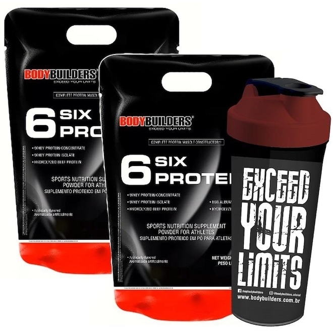 Kit Six Protein Bodybuilders - Baunilha - 2Kg - 2 unidades + Coqueteleira - Foto 1