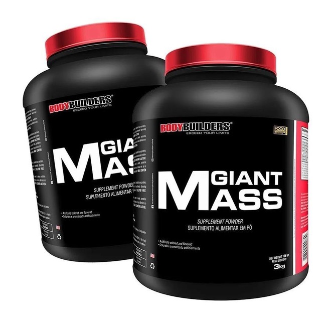 Kit 2x Giant Mass Bodybuilders Morango + Chocolate - 3kg - Foto 1