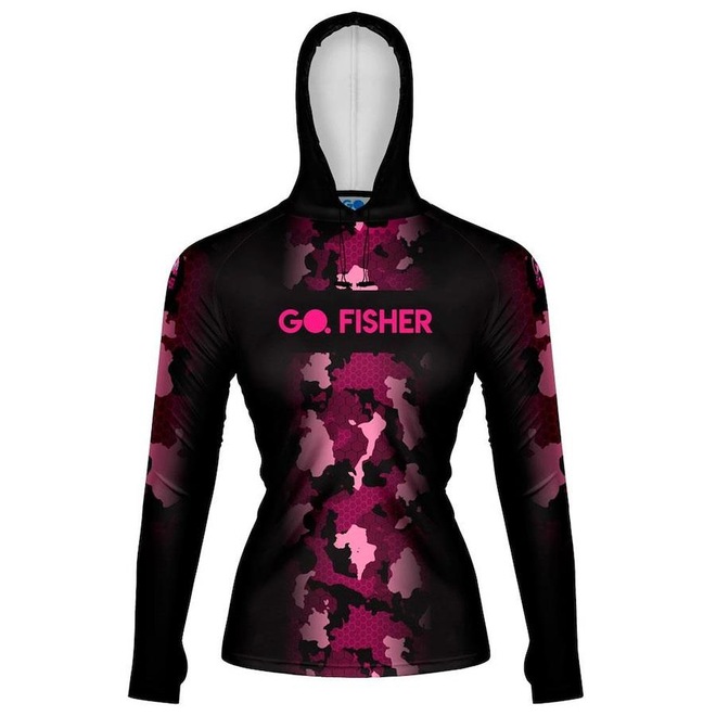 Camiseta de Pesca Go Fisher com Capuz e Proteção Solar Gocpzf 04 - Feminina - Foto 1