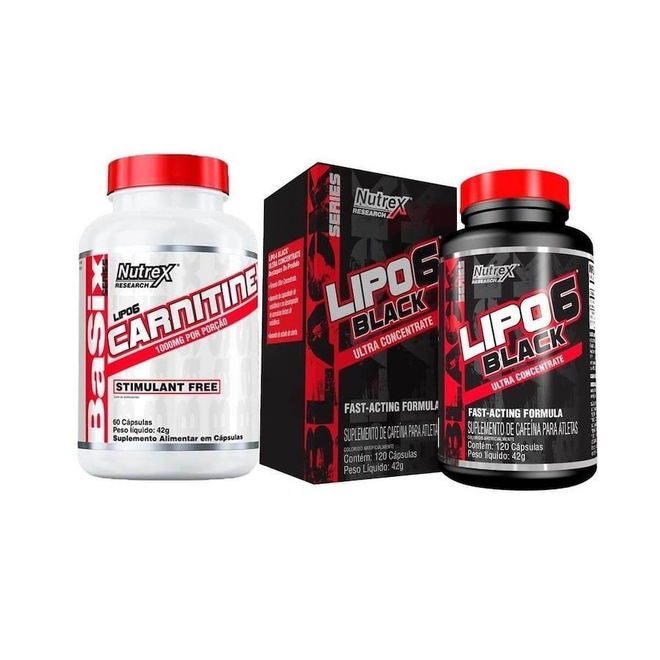 Lipo-6 Black-Ultra-Concentrado Nutrex Research - 120 Cápsulas + Lipo 6 L-Carnitine 1000Mg Nutrex Research - 60 Cápsulas - Foto 1