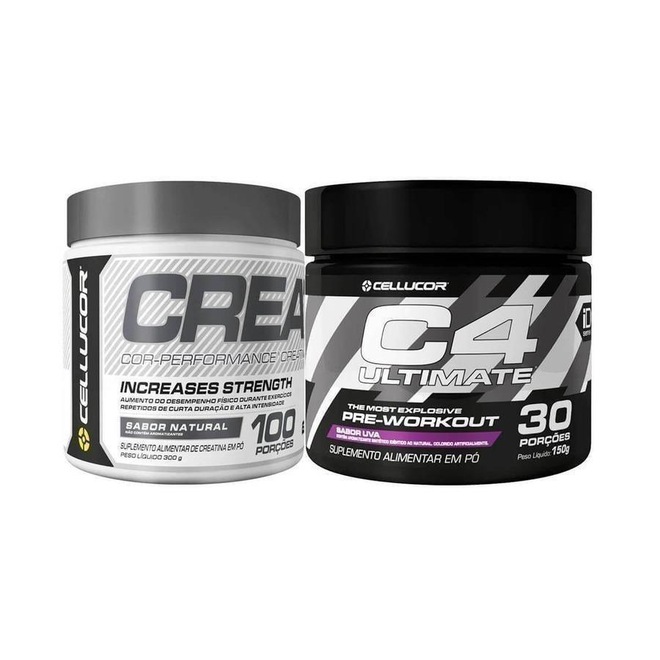 Kit Pré-Treino C4 Ultimate Cellucor - Uva - 150g + Creatina Cellucor - 300g - Foto 1