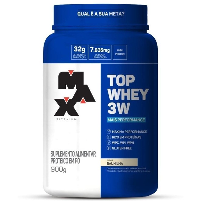 Top Whey 3W Max Titanium Mais Performance - Baunilha - - 900g - Foto 1