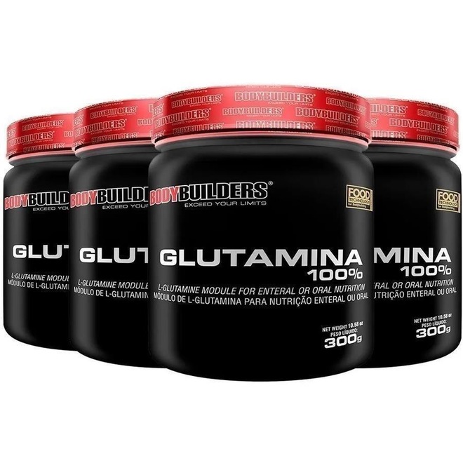 Kit Glutamina 100% Bodybuilders - 4 potes - 300g - Foto 1