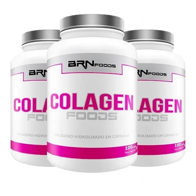 Kit Colágeno BRN Foods - 100 Cápsulas - 3 Unidades - Foto 1