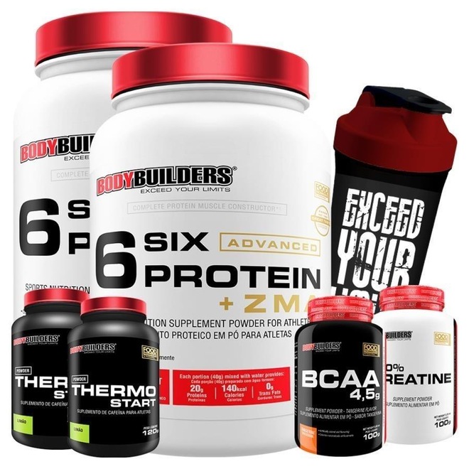Kit 2x Whey Protein Advanced 900g Chocolate +BCAA +Creatina + 2x Termogênico + Shaker -Bodybuilders - Foto 1