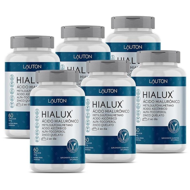Hialux Ácido Hialurônico Lauton Nutrution - 60 Cápsulas - 6 unidades - Foto 1