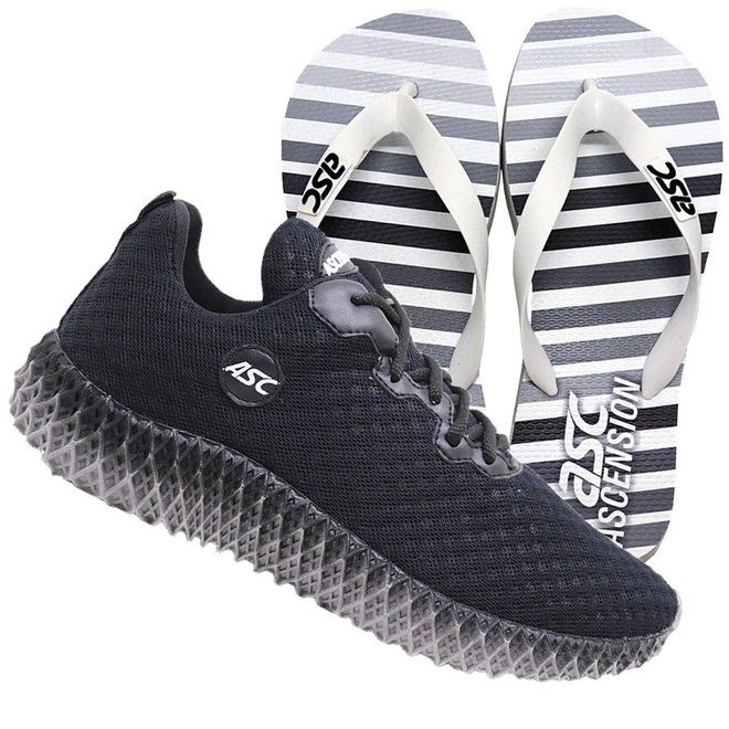 Kit Tênis Ascension Ghost 2 - Marinho + Chinelo Listra - Par - Foto 1