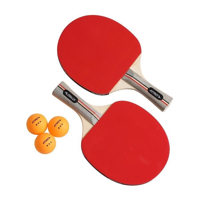 Kit Ping Pong Atrio: 2x Raquetes e 3x Bolas ES389 - Foto 1