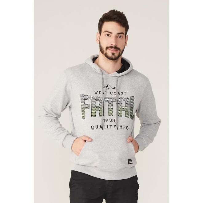Blusão de Moletom com Capuz Fatal Fechado - Masculino - Foto 1