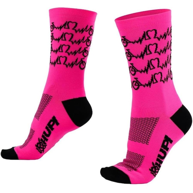 Meia Cano Médio Hupi Bike Beats Semi Compressiva - 36 a 42 - Adulto - Foto 1