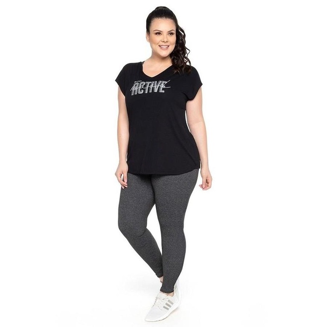 Calça Legging Trinys Básica Suplex Power Plus Size - Feminina - Foto 1