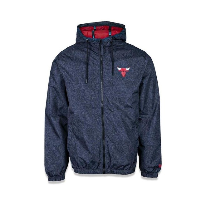 Jaqueta Corta Vento New Era Com Capuz Nba Chicago Bulls College Point - Masculina - Foto 1