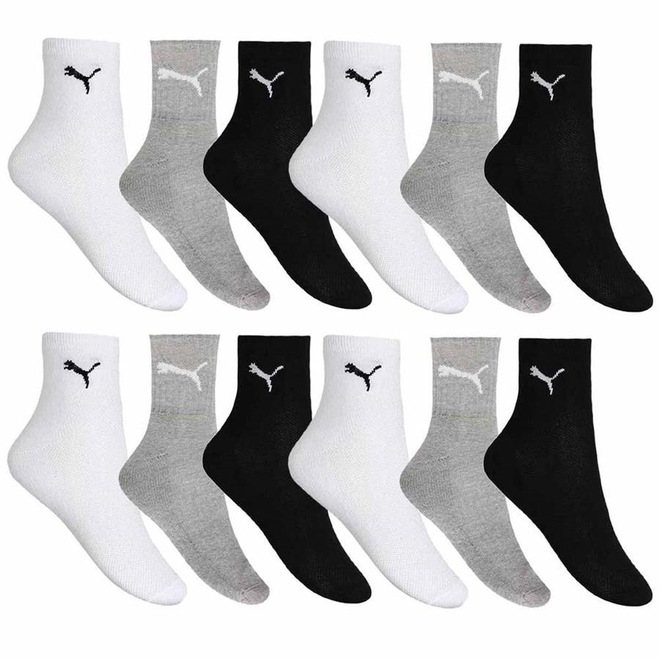 Meia Puma Esportiva Cano Médio - Masculina - 12 Pares - Foto 1