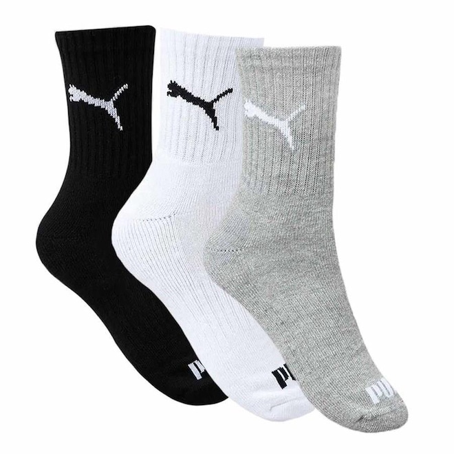 Meia Cano Médio Puma - 3 Pares - Adulto - Foto 1