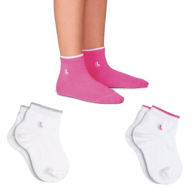 Meia Lupo Kids Cano Médio - 3 Pares - Infantil - Foto 1