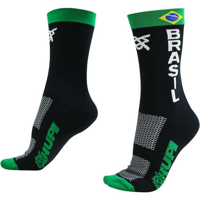 Meias Cano Médio Hupi Brasil Flag - 36 a 42 - Adulto - Foto 1