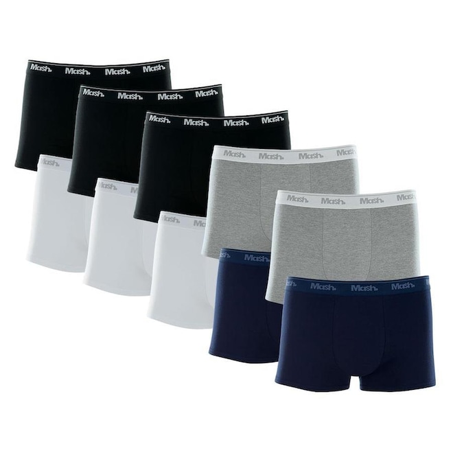 Kit Cueca Boxer Mash 10 Peças Masculina Algodão Elástico - Foto 1
