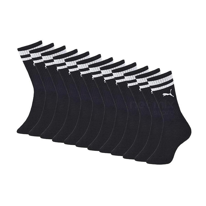 Kit de Meia Cano Longo Puma Esportiva com 12 Pares - Masculino - Foto 1