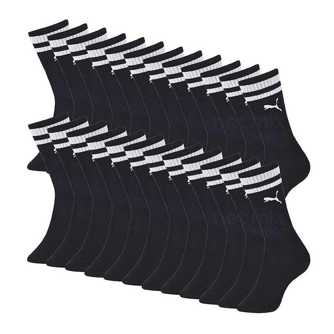 Kit de Meia Cano Longo Puma Esportiva com 24 Pares - Masculino - Foto 1