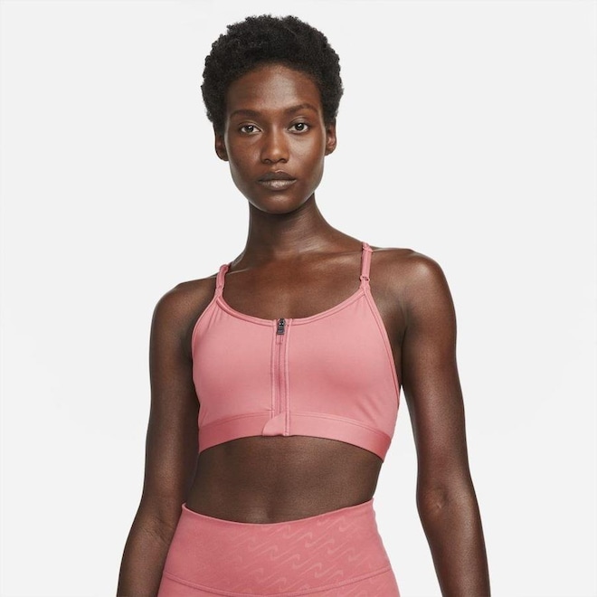 Top Fitness com Bojo Nike Dri-FIT Indy Zip-Front - Feminino - Foto 1
