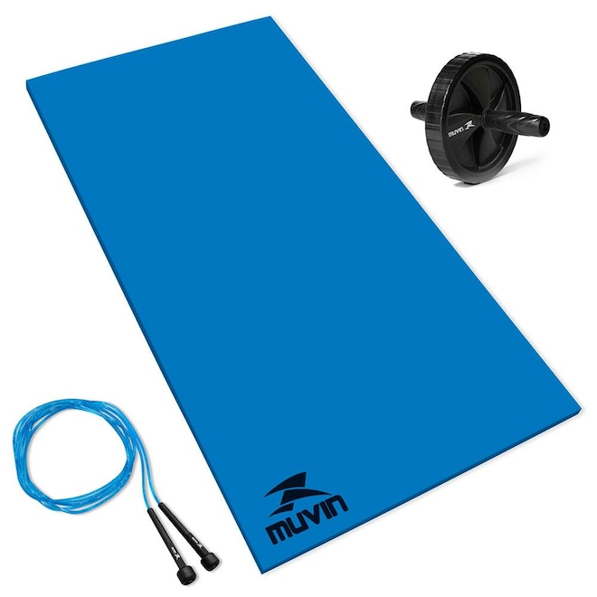 Kit Corda Pular Roda Abdominal  Colchonete Treino Muvin - Foto 1
