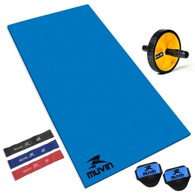 Kit Muvin com Roda Abdominal + Mini Band + Colchonete Eva - Foto 1