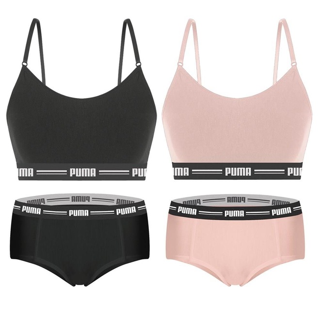 Kit Puma 2 Tops Modal Stretch + 2 Calcinhas Mini Boxer - Feminino - Foto 1